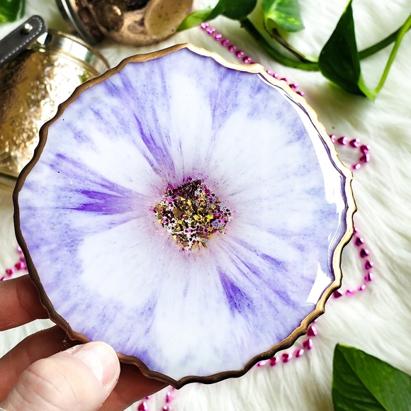 Set of 2, Resin Geode Coaster Set - Picture 4 of 12